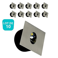 HOROZ ELECTRIC Lot de 10 Spots LED muraux carré mat chrome 3W 4000K