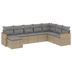 vidaXL Salon de jardin avec coussins 8pcs mélange beige résine tressée