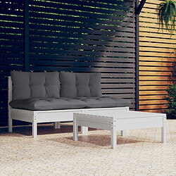 Maison Chic Salon de jardin 3 pcs + coussins - Mobilier/Meubles de jardin - Table et chaises d'extérieur anthracite bois de pin -MN73334