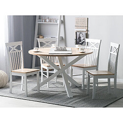 Beliani Table ronde en bois clair et blanc JACKSONVILLE