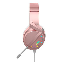 Casque De Jeu AX365 RGB Surround Câblé Avec Micro LED Rétroéclairé PC Portable Rose