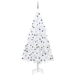 vidaXL Arbre de Noël artificiel pré-éclairé et boules blanc 240 cm