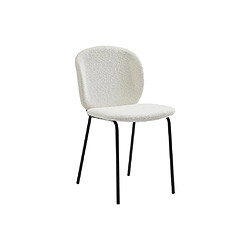 Acheter Vente-Unique Lot de 2 chaises en tissu bouclette et métal noir - Crème - BEJUMA