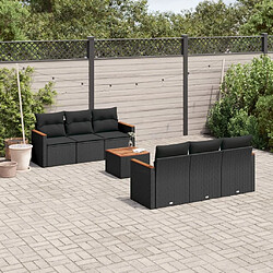 Maison Chic Salon de jardin 7 pcs avec coussins | Ensemble de Table et chaises | Mobilier d'Extérieur noir résine tressée -GKD16707