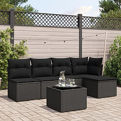 Maison Chic Salon de jardin 6 pcs avec coussins | Ensemble de Table et chaises | Mobilier d'Extérieur noir résine tressée -GKD41162