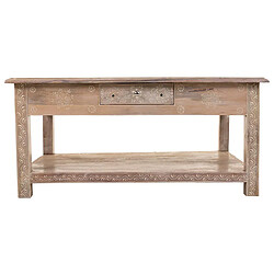 Pegane Table basse, table de salon avec 1 tiroir en bois coloris naturel - Longueur 86 x Profondeur 60 x Hauteur 40 cm