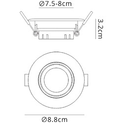 Inspired Projecteur encastré rond, 1 x GU10 (Max 12W), blanc