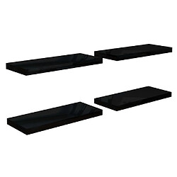 vidaXL Étagère murale flottante 4 pcs Noir brillant 60x23,5x3,8 cm MDF