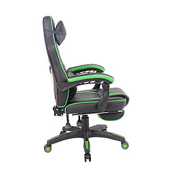 Avis Decoshop26 Chaise de bureau fauteuil gaming avec repose-pieds téléscopique en synthétique noir et vert BUR10624