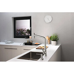 Hansgrohe - Mitigeur de cuisine 320 Metris Select M71 avec douchette extractible 2 jets, sBox finition aspect acier inox