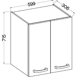 Acheter Tbs Meuble haut 2 portes battantes - Décor chene sonoma - L 60 cm x P 31,6 x H 72 cm - LASSEN