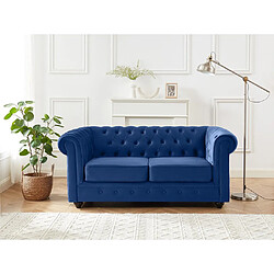 Vente-Unique Canapé 2 places CHESTERFIELD - Velours bleu roi