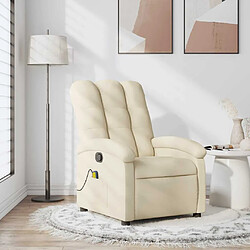 vidaXL Fauteuil de massage inclinable Crème Tissu