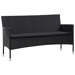 vidaXL Salon de jardin 4 pcs avec coussins Résine tressée Noir