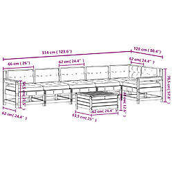 vidaXL Salon de jardin 7 pcs avec coussins blanc bois de pin massif pas cher