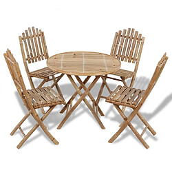 Maison Chic Mobilier à dîner pliable 5 pcs de jardin - Ensemble table et chaises d'extérieur - Salon/Mobilier de jardin classique Bambou -MN85564