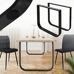 ML DESIGN MODERN LIVING 2 Pieds de table acier forme O design industiel piètement meuble noir 80 x 72 cm