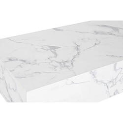 Pegane Table basse, table de salon rectangulaire en marbre coloris blanc - longueur 120 x profondeur 60 x Hauteur 35 cm pas cher