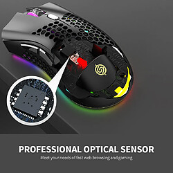 Universal Souris gaming sans fil 2,4 GHz Souris rechargeable avec effet de lumière RGB 3 DPI réglable Mouse cellulaire creuse PC pas cher