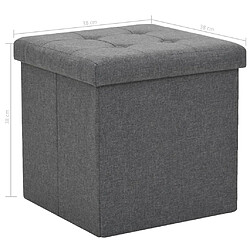 vidaXL Tabourets de rangement pliables lot de 2 gris foncé Faux lin pas cher