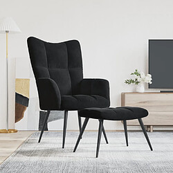 vidaXL Chaise de relaxation avec tabouret Noir Velours