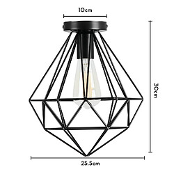 Stoex Plafonnier Antique en Diamant 26CM Luminaire Plafonnier Moderne Lampe de Plafond Vintage E27 Pour Loft, Bureau, Intérieur Noir pas cher