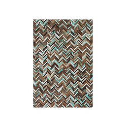 Beliani Tapis patchwork marron beige et bleu en cuir 160 x 230 cm AMASYA pas cher