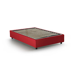 Acheter Autrement Talamo Italia Silvia lit queen size avec conteneur, Made in Italy, en tissu amovible, 120x190 cm, avec ouverture latérale, Rouge, avec matelas inclus.