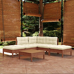 Maison Chic Salon de jardin 6 pcs + coussins - Mobilier/Meubles de jardin - Table et chaises d'extérieur marron miel bois de pin -MN93127