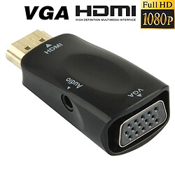 Wewoo Adaptateur noir pour HDTV / moniteur / projecteur Full HD 1080P HDMI vers VGA et audio