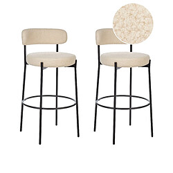 Beliani Lot de 2 tabourets de bar ALLISON Bouclé Beige clair