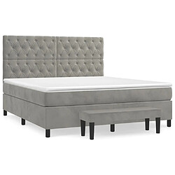 Maison Chic Lit Adulte - Lit simple Lit à sommier tapissier et matelas moelleux - Meuble de Chambre - Gris clair 160x200cm Velours -MN69605