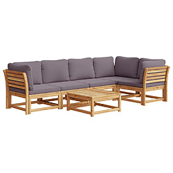 vidaXL Salon de jardin 6 pcs avec coussins bois d'acacia solide