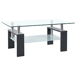 vidaXL Table basse Gris et transparent 95x55x40 cm Verre trempé