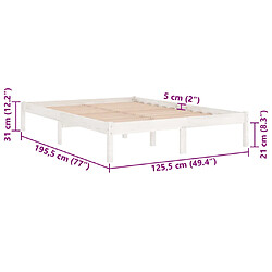 vidaXL Cadre de lit sans matelas blanc bois massif pas cher