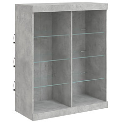 Avis Maison Chic Commode Buffet - Meuble de rangement avec lumières LED gris béton 81x37x100 cm -GKD61476