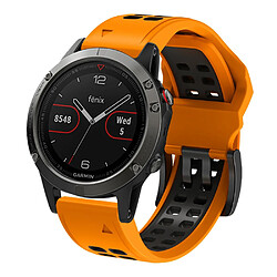 Bracelet en silicone deux rangées de trous, bicolore, attache rapide, 22mm, orange/noir pour votre Garmin Fenix 7/Epix