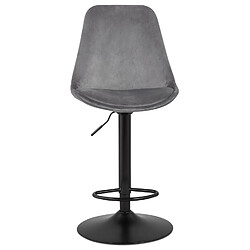 Acheter Alterego Tabouret réglable 'MIKE' en velours gris et pied noir