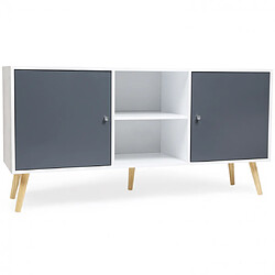 Idmarket MARKET Buffet bas scandinave 140 cm EFFIE 2 portes bois blanc et