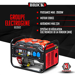 Groupe électrogène max 2800W - Essence - 2 prises - AVR - Brick