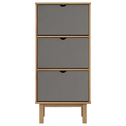 Avis vidaXL Armoire à chaussures OTTA et 3 tiroirs Marron et gris Bois pin