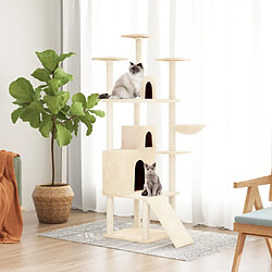 vidaXL Arbre à chat avec griffoirs en sisal Crème 175 cm