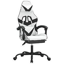 vidaXL Chaise de jeu avec repose-pied Blanc et noir Similicuir