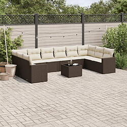 vidaXL Salon de jardin et coussins 11 pcs marron résine tressée