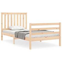 Maison Chic Cadre/structure de lit et tête de lit pour adulte - Lit Moderne Chambre 100x200 cm bois massif -MN54286