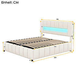 Avis ComfortXL Lit Double 180x200cm Avec Rangement Et Éclairage LED, Beige Matelas Non Inclus