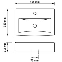 vidaXL Vasque à trou de trop-plein/robinet Noir céramique pour salle de bain pas cher