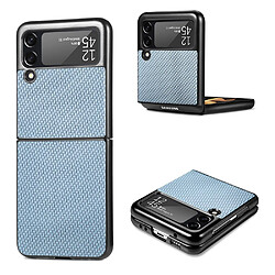 Coque en TPU + PU texture en fibre de carbone, antichoc bleu ciel pour votre Samsung Galaxy Z Flip3 5G