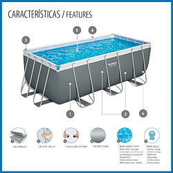 Avis Piscine Tubulaire Rectangulaire Bestway Power Steel 412x201x122cm Filtre à Cartouche Échelle et Distributeur de Produits