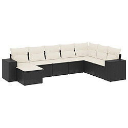 vidaXL Salon de jardin 8 pcs avec coussins noir résine tressée